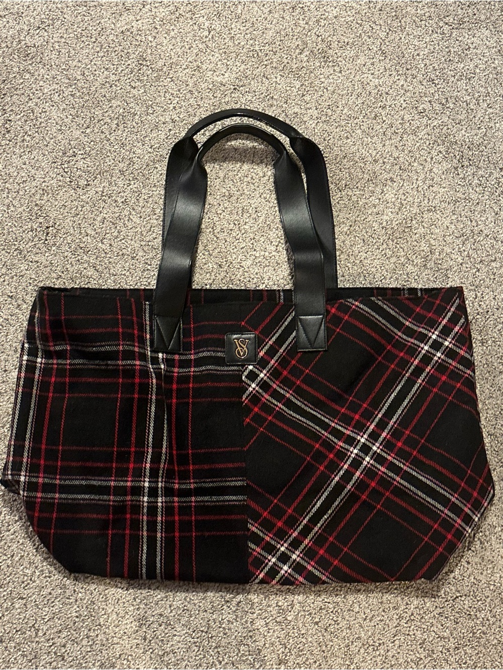 Victoria's Secret Black and Red Plaid Tote